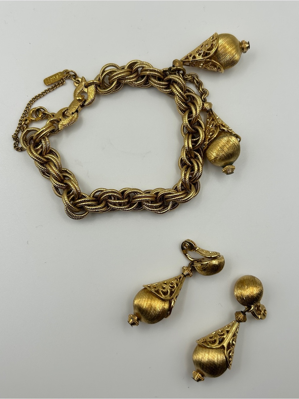 Monet Bolero Collection Gold Tone Bracelet Clip On Earrings Set